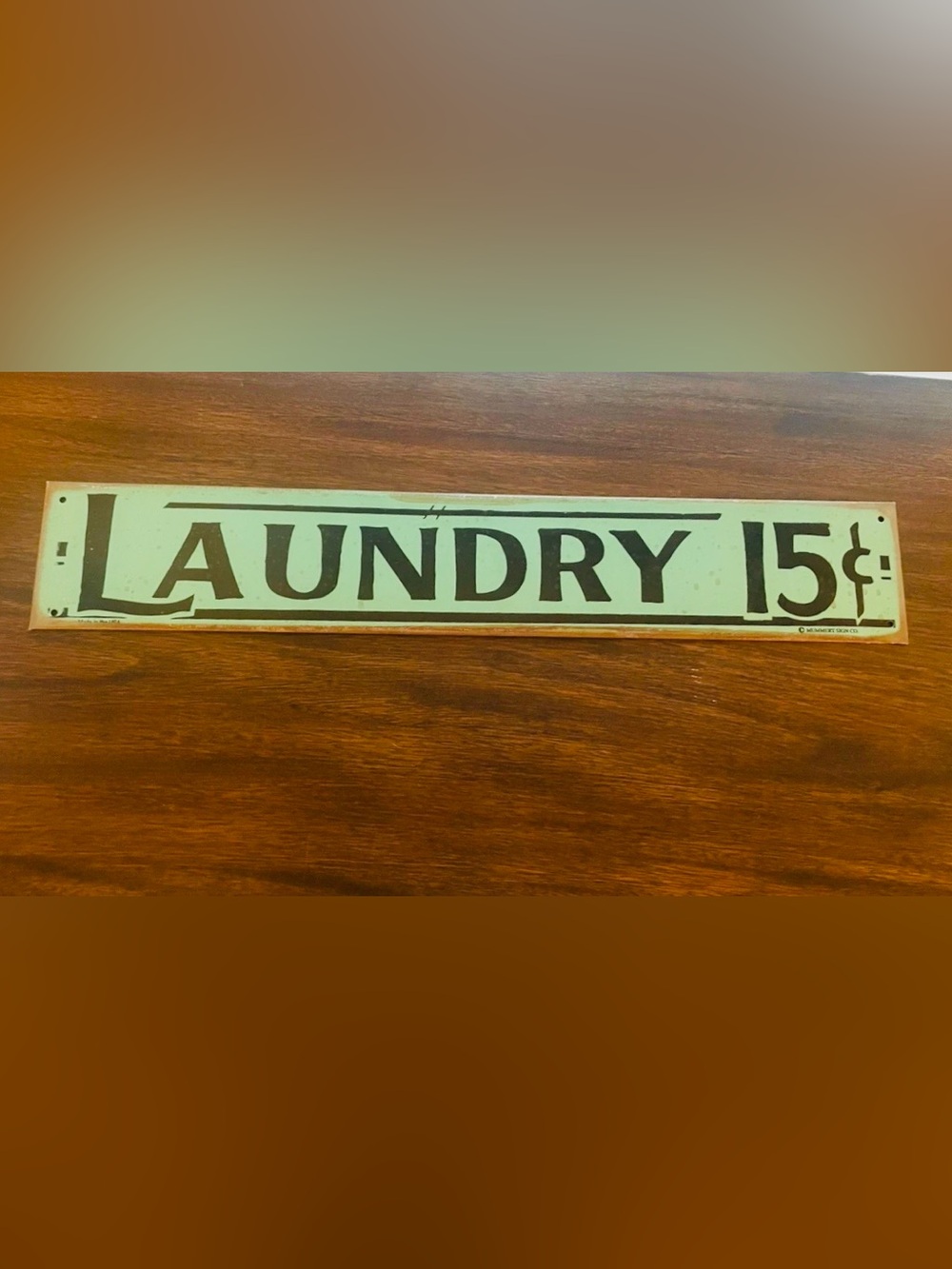 Anthropologie Rusted Metal Green Laundry Wall Sign